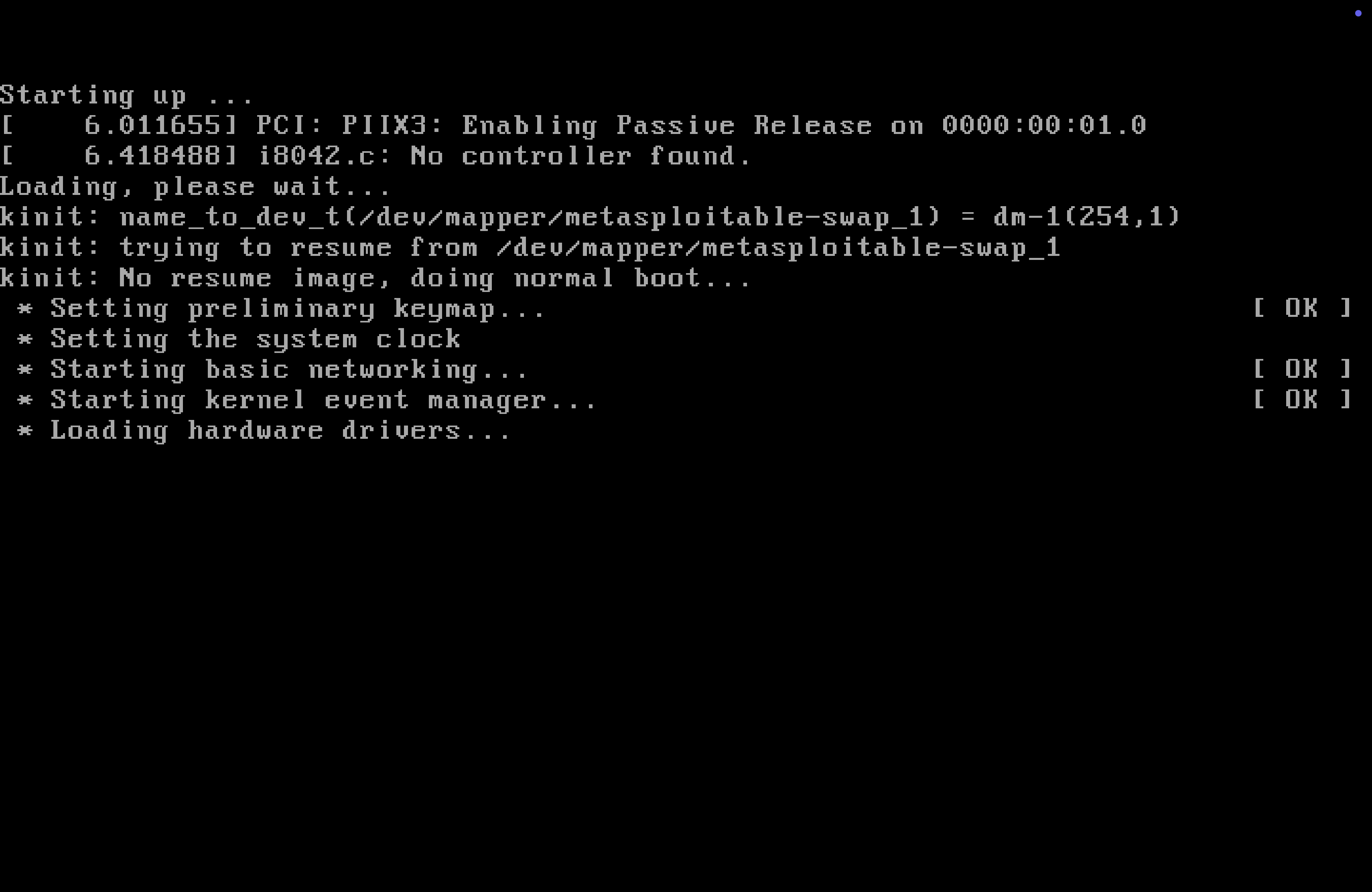 Typical boot up screen of Linux