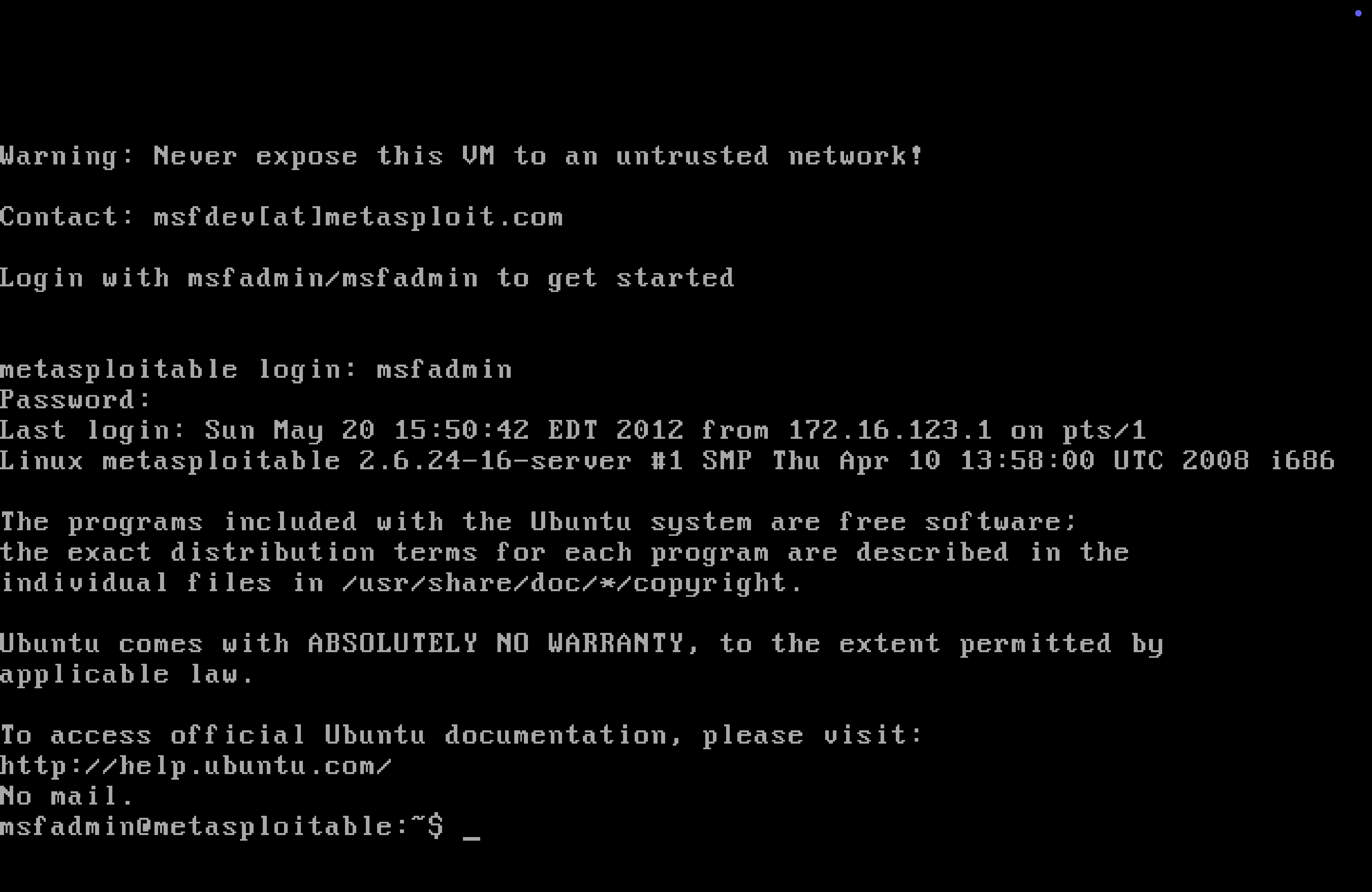 Now you're logged into the system