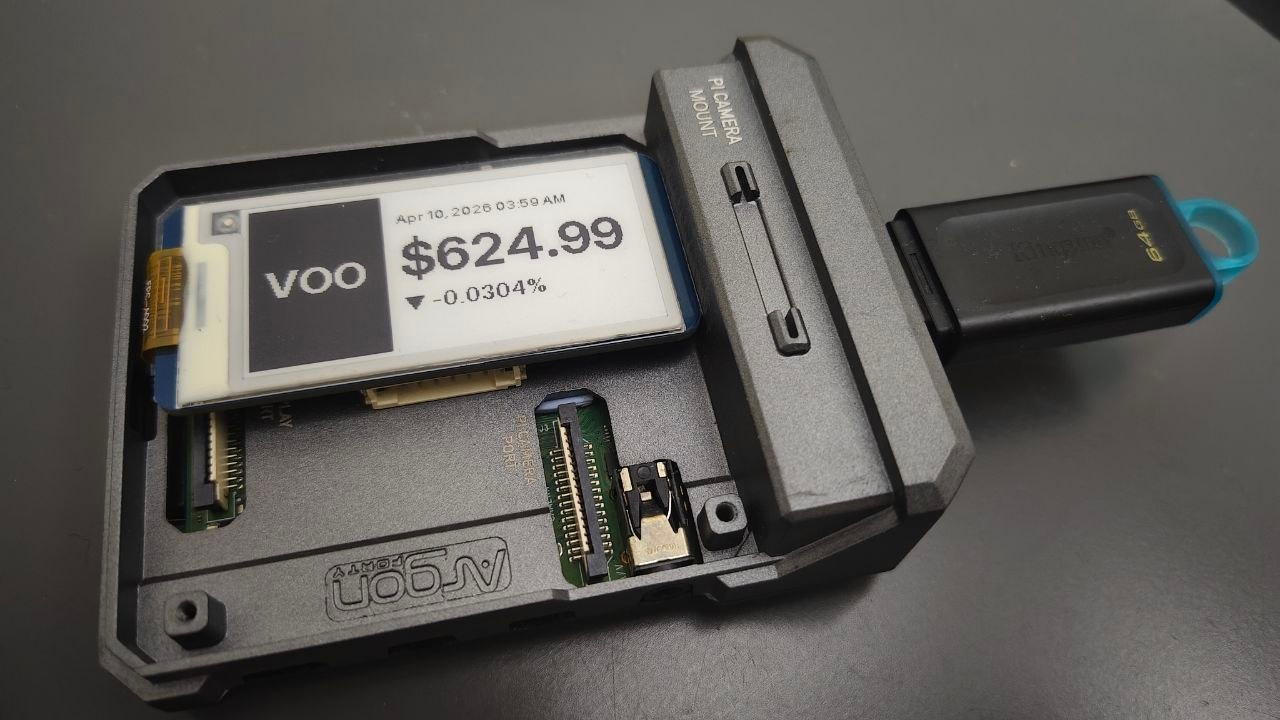 The e-ink screen attached to my Raspberry Pi 4B during development